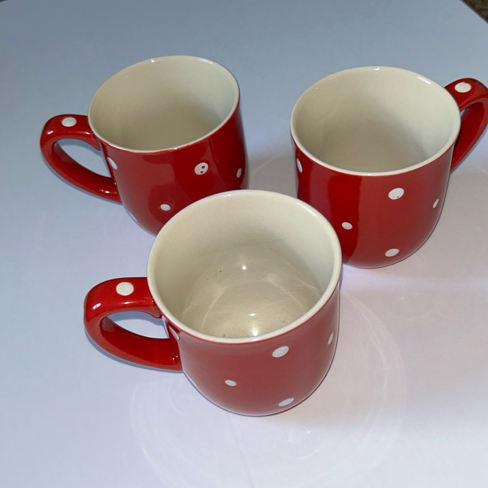 Temptations by Tara set of 3 Red White Polka Dots 12 ounces
